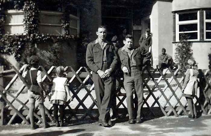 My grandfather to the left and Dessel White to the right in May 1946.