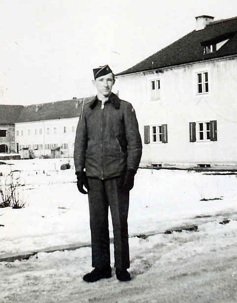 My grandfather in front of the Austrian house he was billeted in.