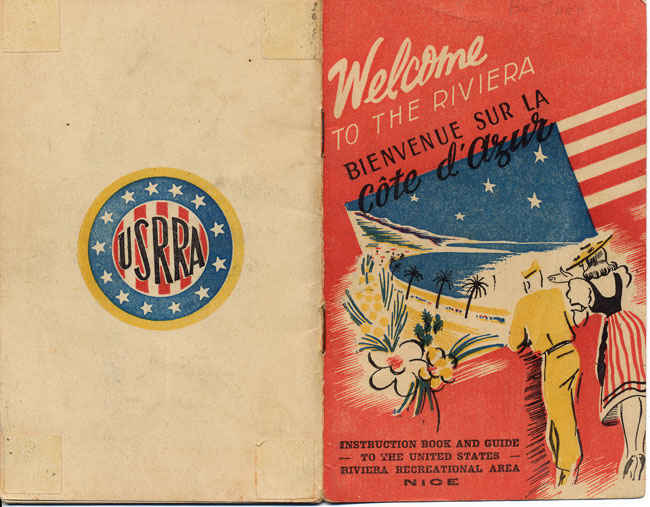 Riviera guidebook for post war soldiers. Taking tours after the war by service man was highly organized and very popular. My grandfather went on a 7 day tour of various locations in Nice, France after he was in the hospital to recuperate.