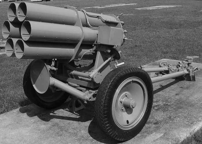 The Nebelwerfer had six 150 mm barrels, from which it fired 75 pound rockets; a full salvo spread over a period of ten seconds. The loud screeching noise of the rounds led U.S. soldiers  to nickname the gun the 