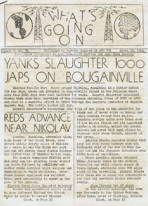 Bougainville newspaper March 15, 1944.