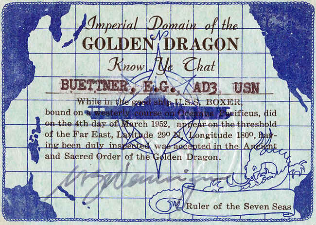 Imperial Domain of the Golden Dragon. Know as the 'International Date line', when a sailor crosses from East to West, a day is skipped. when crossed from West to East the day is repeated.
