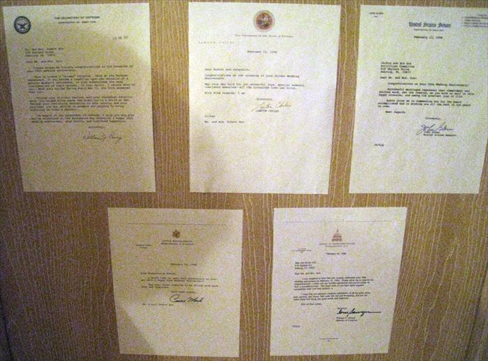 Letter from presidents like the Ford's, Clinton's and Bush's.