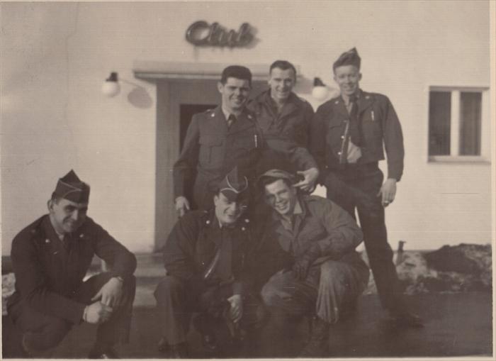 Another photo of the guys in front of the club.

Darmstadt or Wuerzburg Germany 1951-1953.