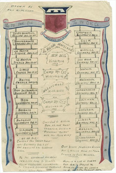 My Dad, Earl McMillan, drew this to show a lot of the towns he went through.  76 Infantry Div.  ETO