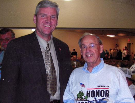 Left Earl Morse founder of Honor Flight with Fred Garvin.