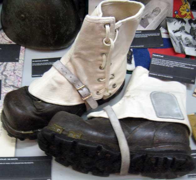 Boots worn by the 10th Mountain Division in World War II.