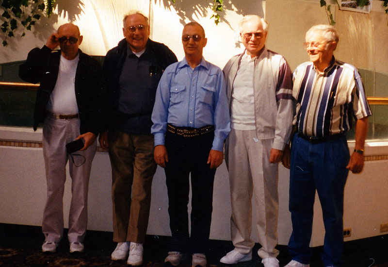 To the left Jim Merrill, Ray Bailey, Merle Monroe, Ernie Wolke, Earl Kelly