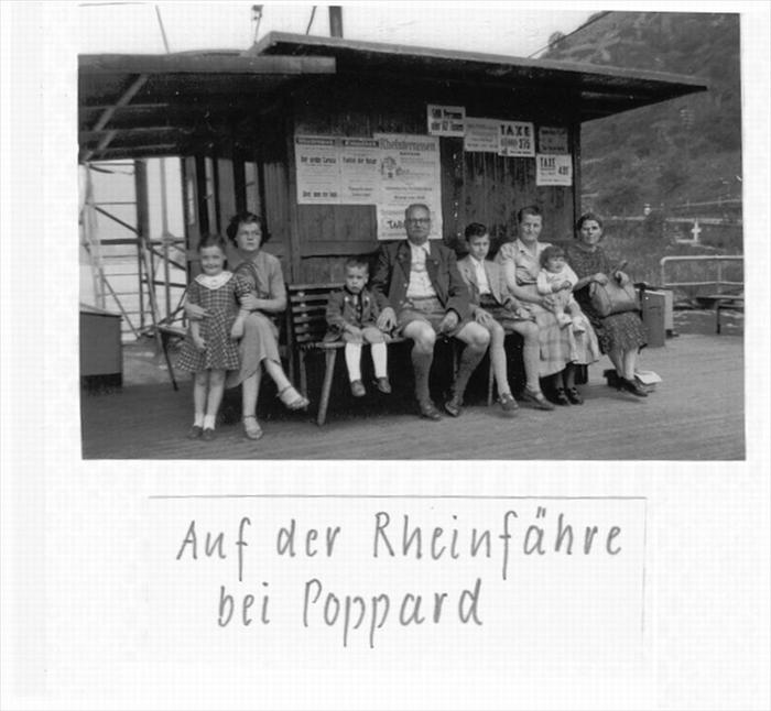 The family at the beginning of their tour of the Rhein River, crica 1953.