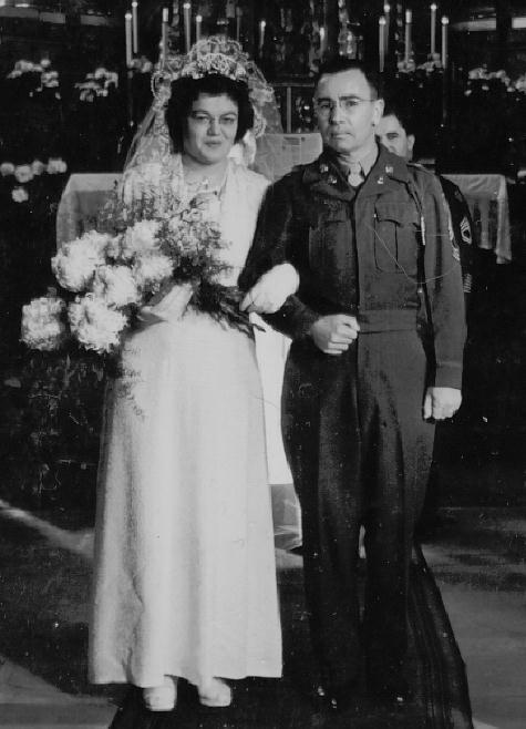 Oma & my Grandfather arm-in-arm, after they have been wed.  Circa 1948.